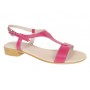 sandale dama fucsia din piele naturala cu bareta in T si toc mic S16FCS